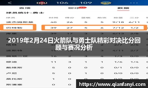 2019年2月24日火箭队与勇士队精彩对决比分回顾与赛况分析